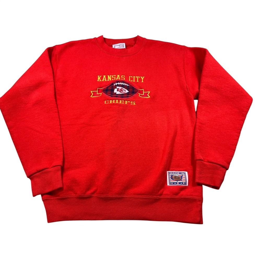 Vintage Kansas City‎ Chiefs Crewneck Sweatshirt Large Made In USA NFL Red